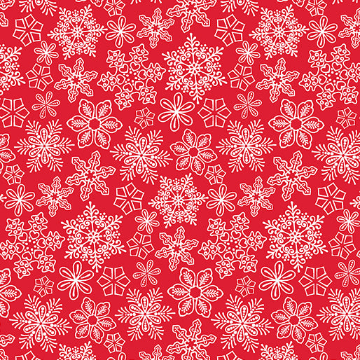 Snowflakes Christmas Red | Gingerbread Lane | Designer: Modern Quilt Studio
