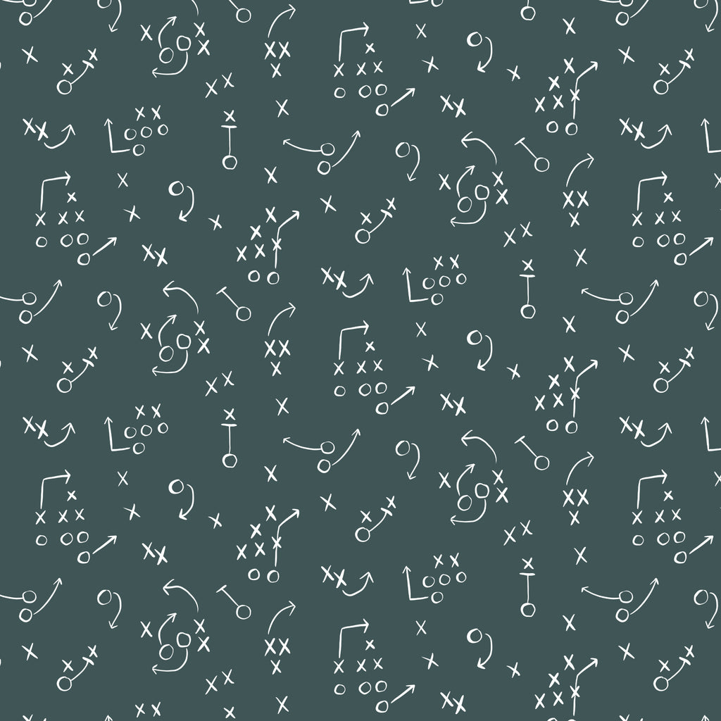 **Coming Soon 8/2026** Touchdowns & Tailwags - X's and O's Teal | Designer: Krissy Mast | Cloud 9 Fabrics