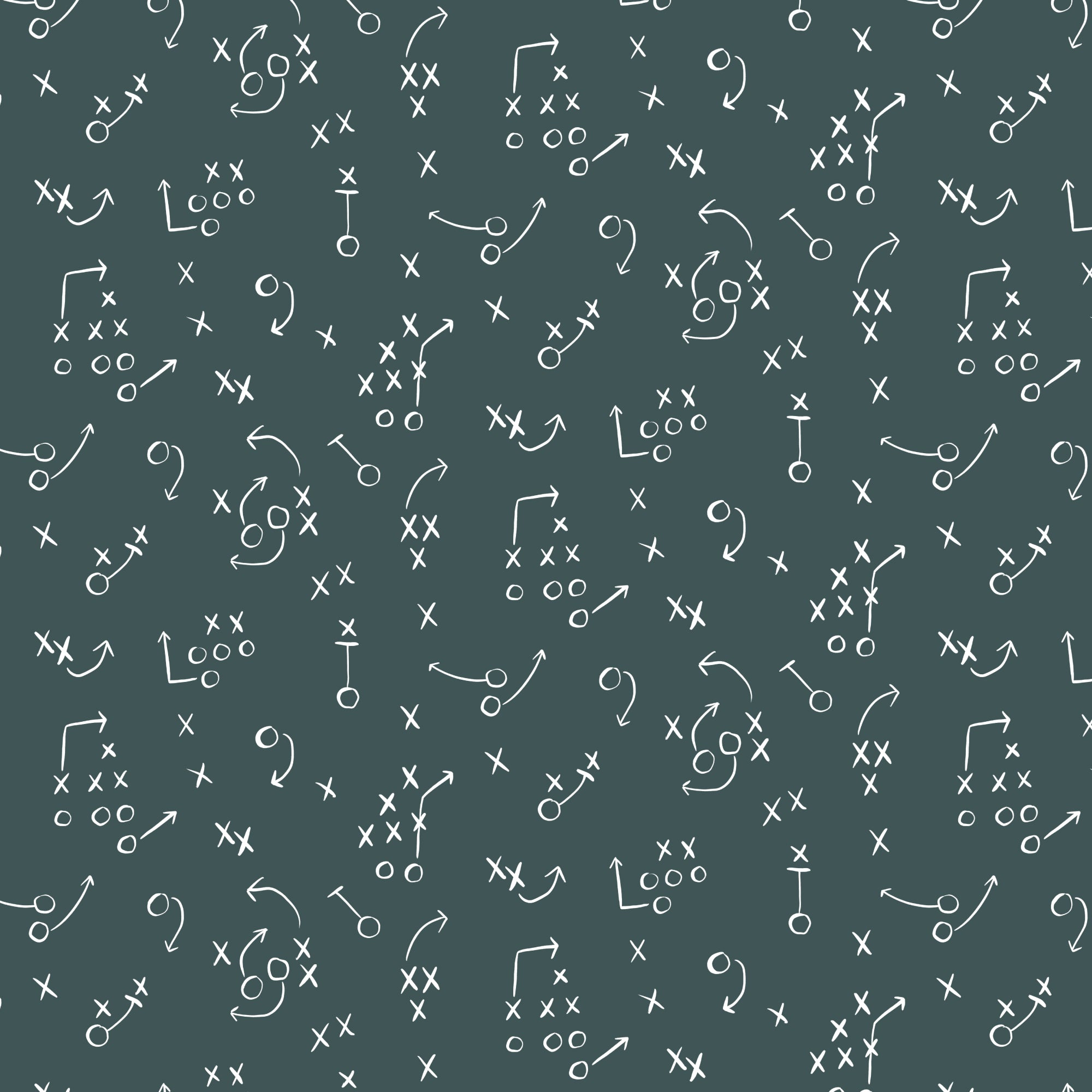 **Coming Soon 8/2026** Touchdowns & Tailwags - X's and O's Teal | Designer: Krissy Mast | Cloud 9 Fabrics