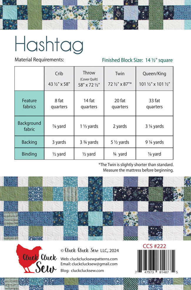 Hashtag | PAPER Pattern | Cluck Cluck Sew