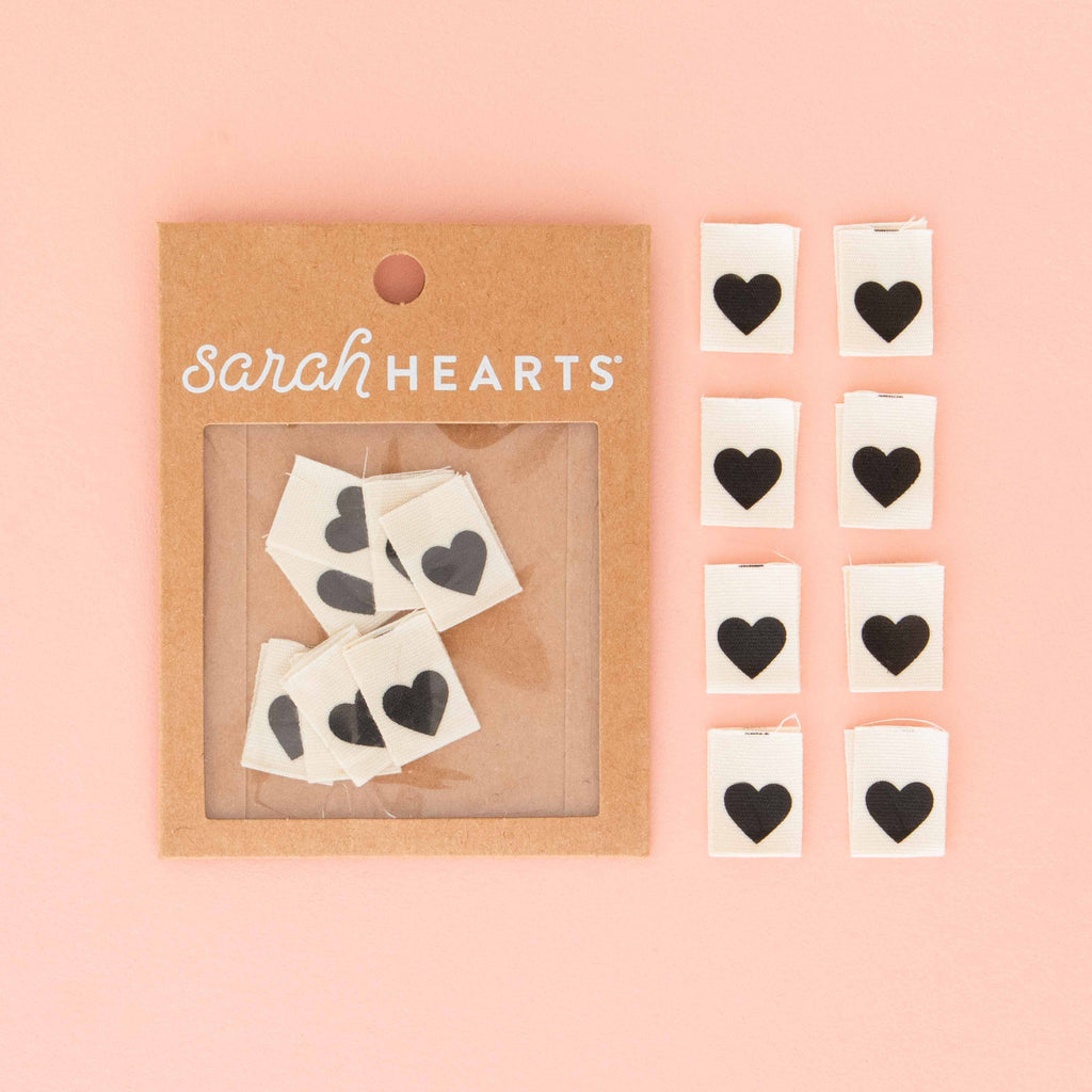 Black Heart Organic Cotton Sewing Labels | LABEL | Sarah Hearts