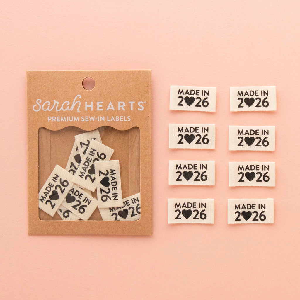 Made in 2026 Organic Cotton Centerfold Sewing Labels | LABEL | Sarah Hearts