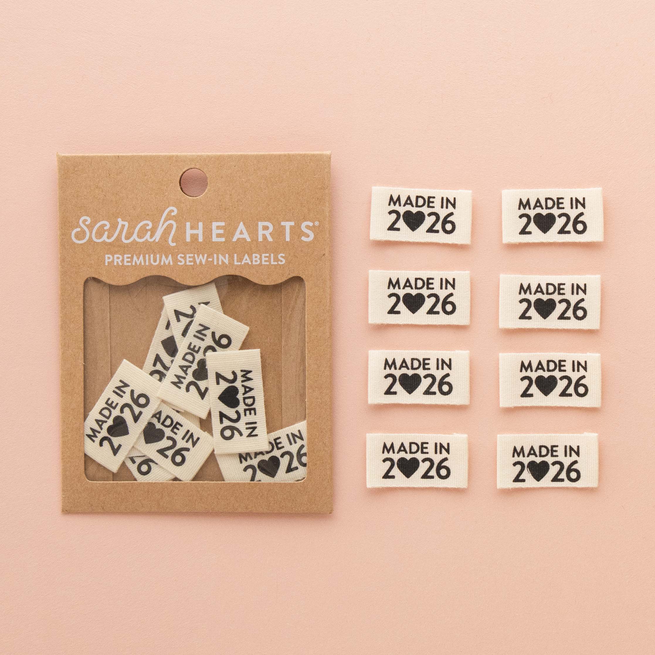 Made in 2026 Organic Cotton Centerfold Sewing Labels | LABEL | Sarah Hearts