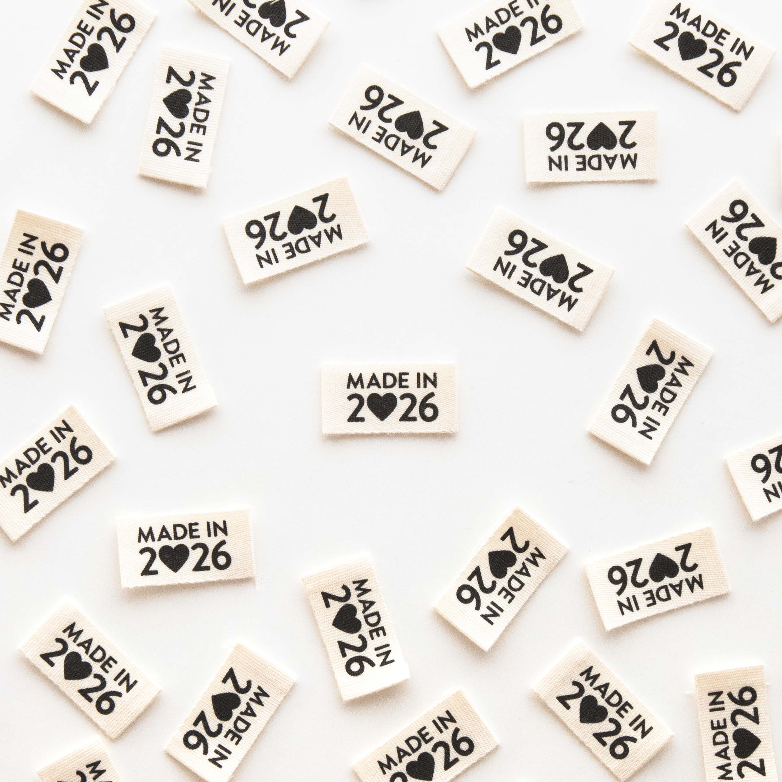 Made in 2026 Organic Cotton Centerfold Sewing Labels | LABEL | Sarah Hearts