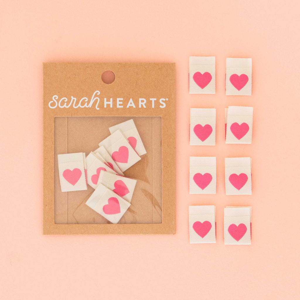 Pink Heart Woven Sewing Labels | LABEL | Sarah Hearts