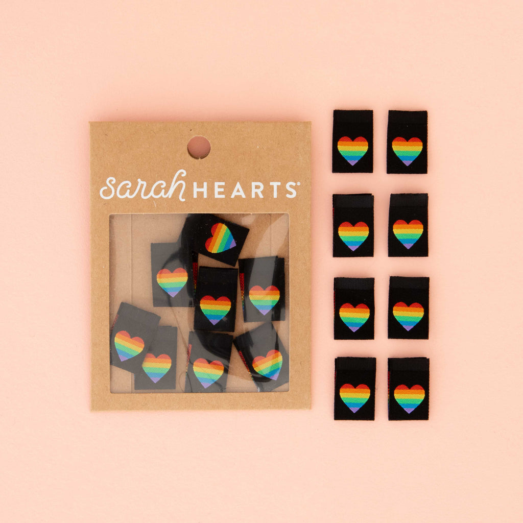 Rainbow Heart Woven Sewing Labels | LABEL | Sarah Hearts