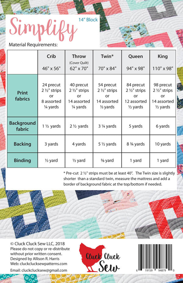Simplify | PAPER Pattern | Cluck Cluck Sew