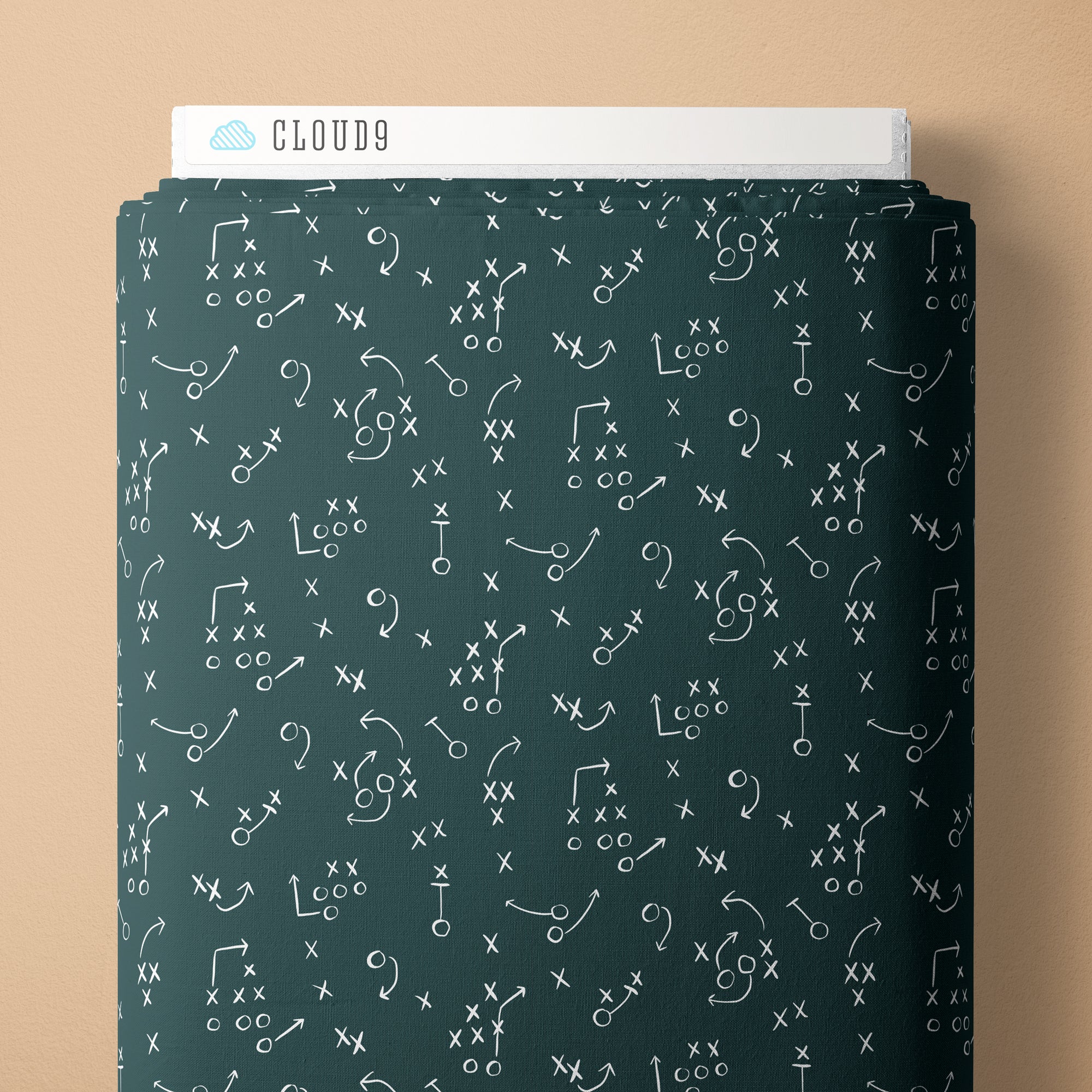 **Coming Soon 8/2026** Touchdowns & Tailwags - X's and O's Teal | Designer: Krissy Mast | Cloud 9 Fabrics