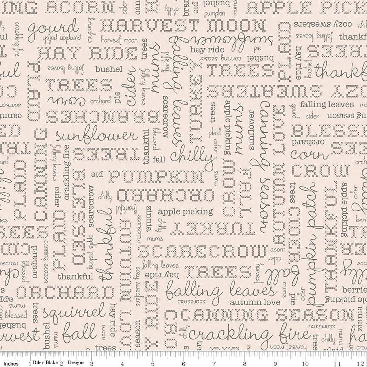 108" Wide Back - Autumn Words - Latte | Designer: Lori Holt | Riley Blake Designs