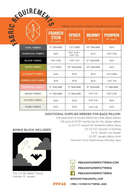 QUILT KIT | Spooky Squad Halloween Bags | Pen + Paper Patterns