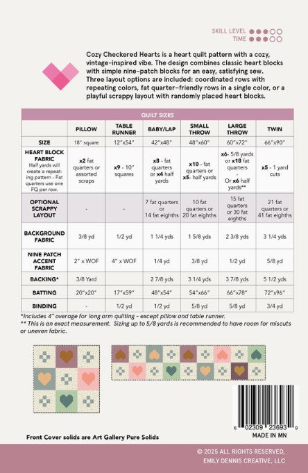 Cozy Checkered Hearts | PAPER Pattern | Quilty Love