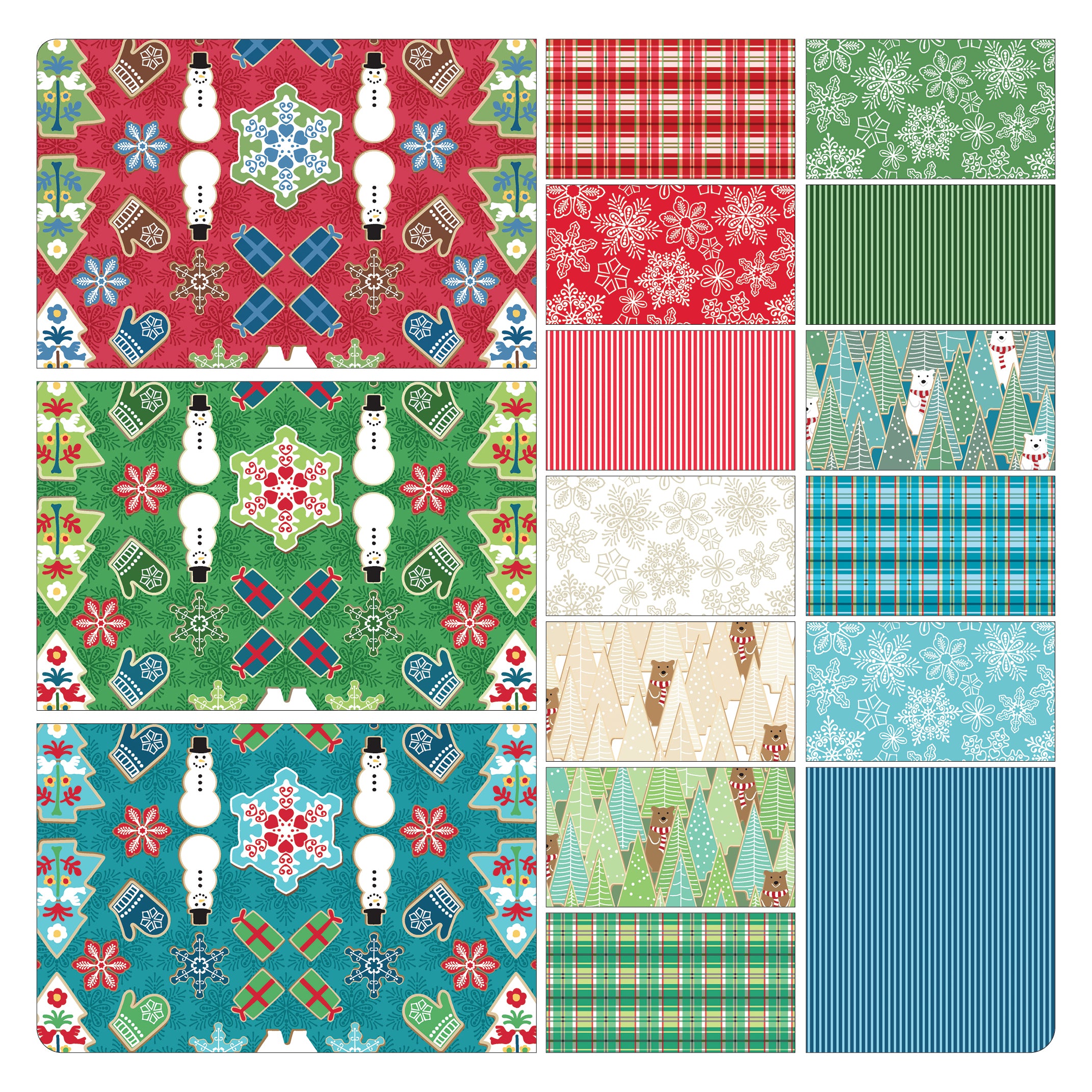 Snowflakes Christmas Red | Gingerbread Lane | Designer: Modern Quilt Studio
