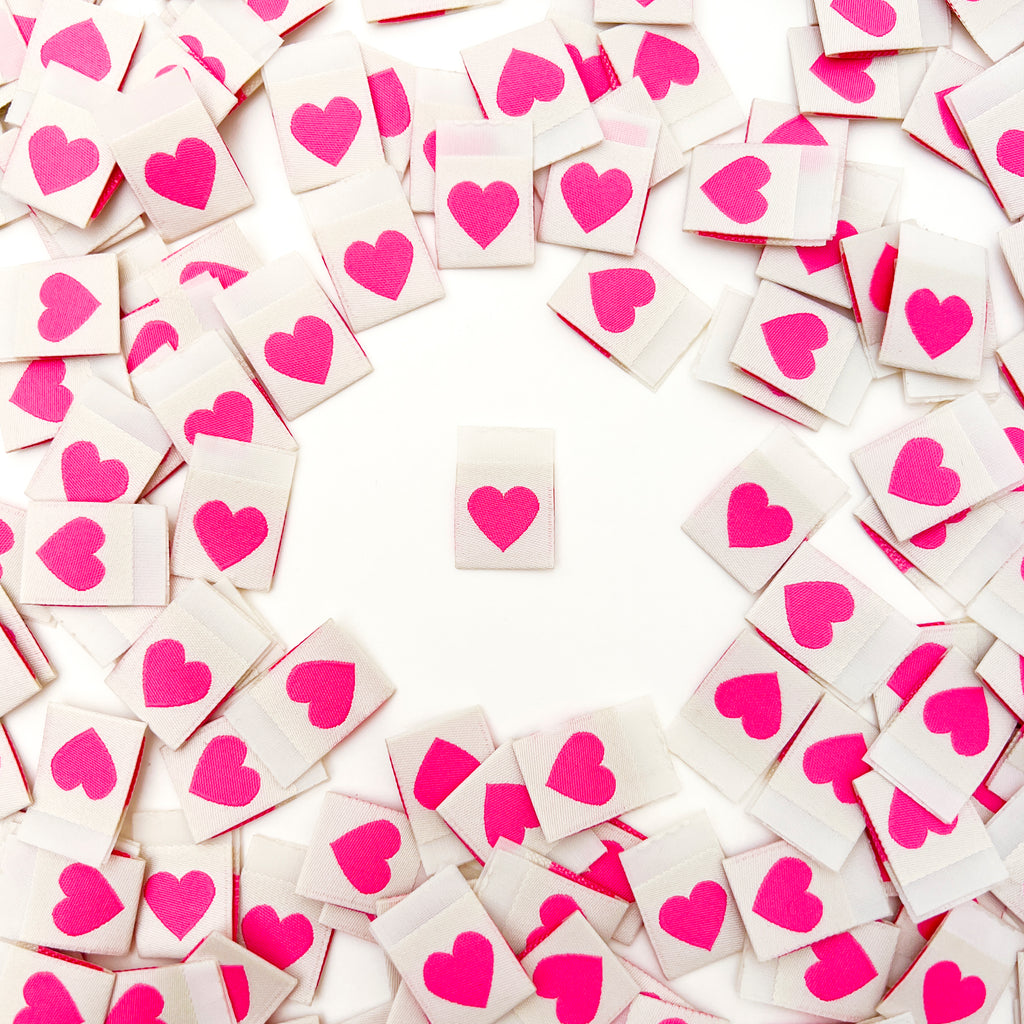 Pink Heart Woven Sewing Labels | LABEL | Sarah Hearts