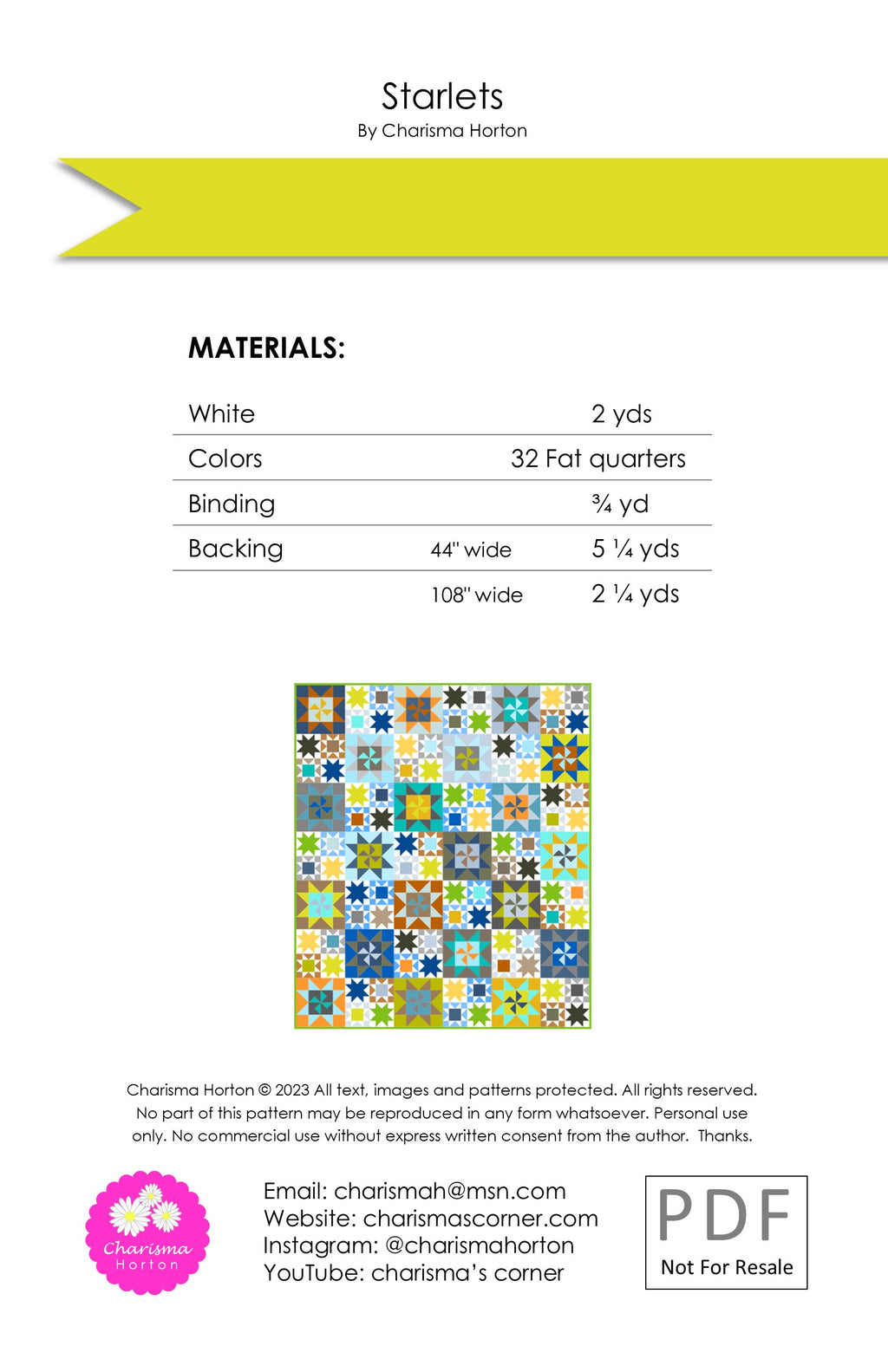Starlets | PAPER Pattern | Charisma's Corner